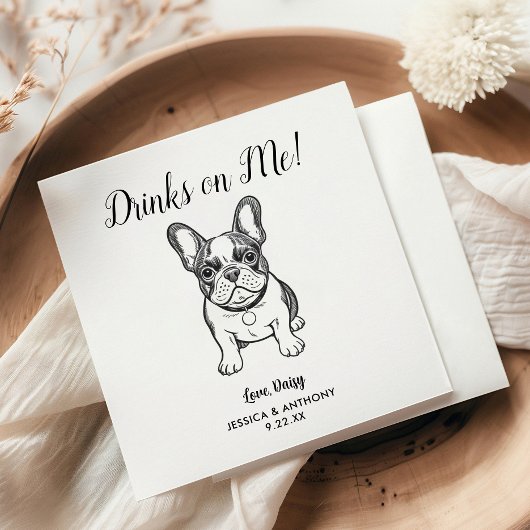 Modern Dog Wedding Cocktail Napkins Servet