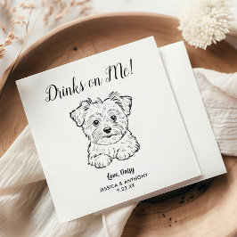 Modern Dog Wedding Cocktail Napkins Servet