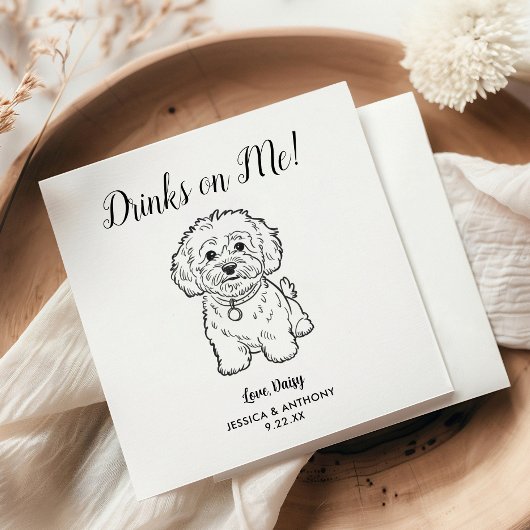 Modern Dog Wedding Cocktail Napkins  Servet