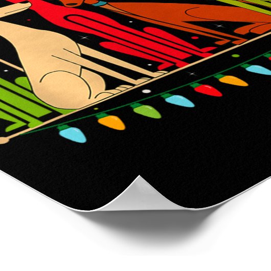 Modern Dogs 60s 70s 80s Style Funny Dogs Christmas Poster (Hoek)