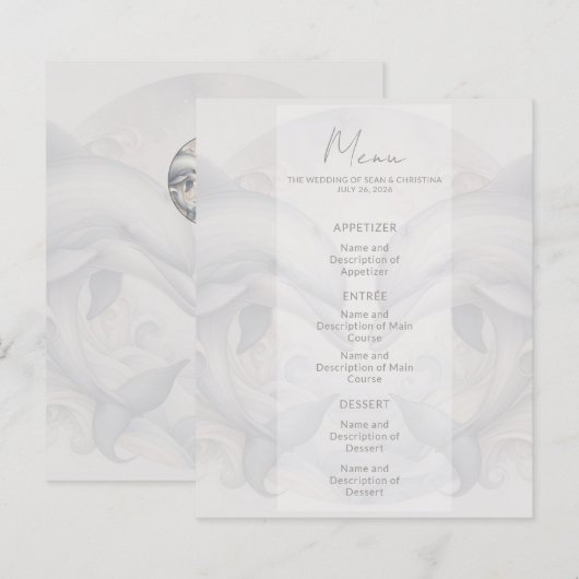 Modern dolfijn bruiloft menu (Voorkant / Achterkant)