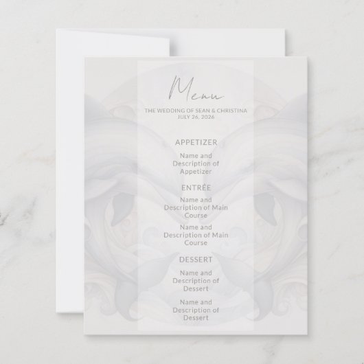 Modern dolfijn bruiloft menu (Voorkant)