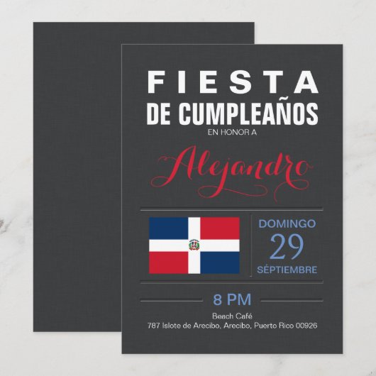 Modern: Dominicaanse Republiek Feest Kaart (Voorkant / Achterkant)