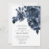 Modern Donk Blue Floral Bouquet Wedding Kaart (Voorkant)
