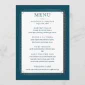 Modern  donker Blauwgroen Roos Gold Foil Wedding Menu (Voorkant)