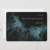 Modern Donker Blauwgroen Zwart Moody Fluid Art Bru Save The Date (Voorkant)