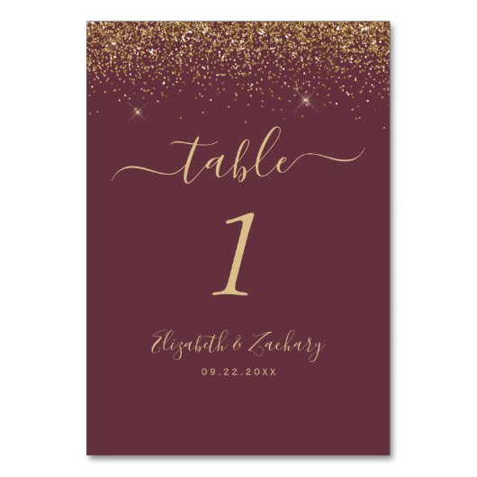 Modern donker bordeaux goud glitter rand bruiloft kaart (Achterkant)