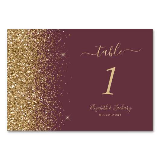 Modern donker bordeaux goud glitter rand bruiloft kaart (Achterkant)