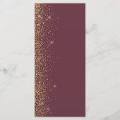 Modern donker bordeaux goud glitter rand bruiloft menu (Achterkant)