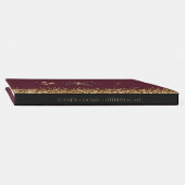 Modern donker bordeaux goud glitter script gastenboek (Rug)