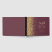 Modern donker bordeaux goud glitter script gastenboek (Volledig)