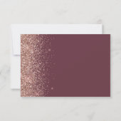 Modern donker bordeaux Roos gouden glitter rand RSVP Kaartje (Achterkant)