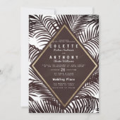 Modern donker bordeaux tropische palm bruiloft kaart (Voorkant)