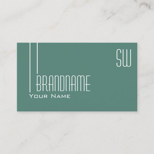 Modern donker licht Blauwgroen met Monogram Profes Visitekaartje (Voorkant)