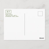 Modern donker olijfgroen monogram briefkaart (Achterkant)