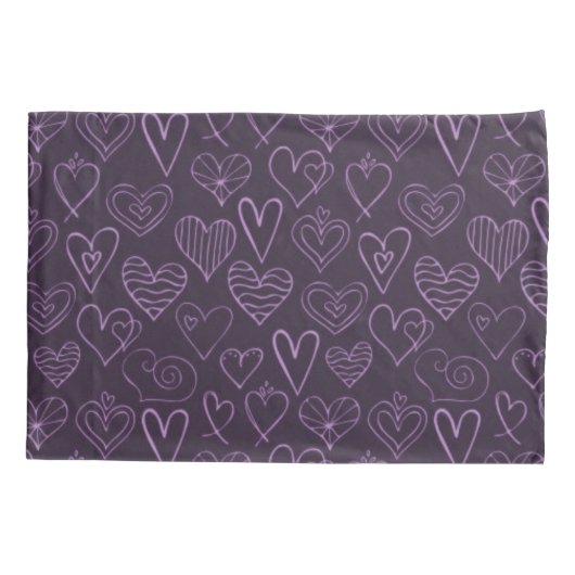 Modern donker Paars hartpatroon Kussensloop (Achterkant)