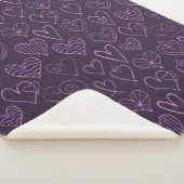 Modern donker Paars hartpatroon Sherpa Deken (3/4)