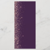 Modern donker Paars Roos Gold Glitter Weddenschap Menu (Achterkant)