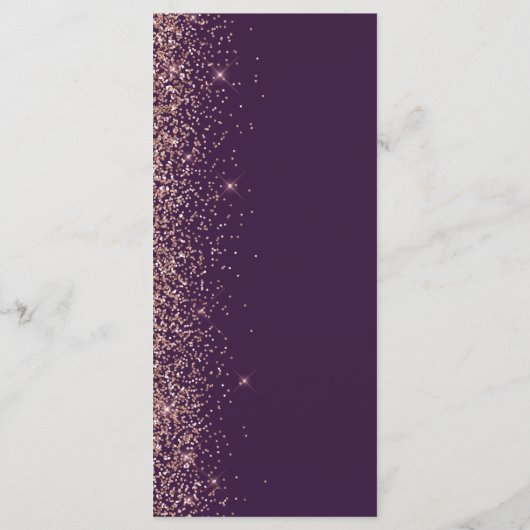Modern donker Paars Roos Gold Glitter Weddenschap Menu (Achterkant)
