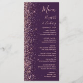 Modern donker Paars Roos Gold Glitter Weddenschap Menu (Voorkant)