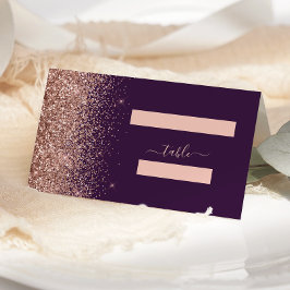 Modern donker Paars Roos Gold Glitter Weddenschap Plaatskaartje