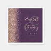 Modern donker Paars Roos Gold Glitter Weddenschap Servet (Voorkant)