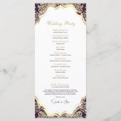 Modern Donker Paarse en Gouden Damask Wedding Prog Programmakaart (Achterkant)