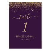 Modern Donker Paarse Gouden Glitter Edge Bruiloft Kaart (Voorkant)