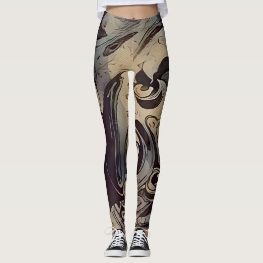 Modern donker patroon leggings (Voorkant)