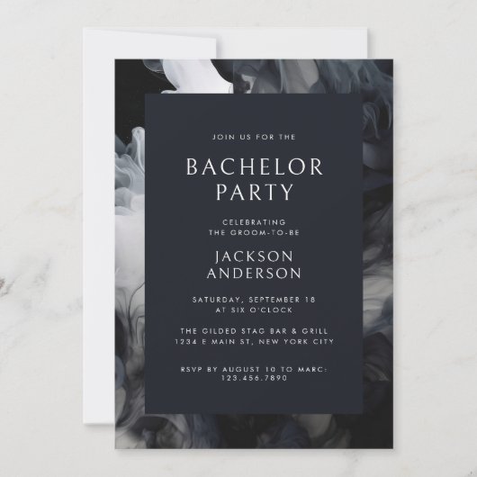 Modern Donker Smoky Grey Elegant vrijgezellenfeest Kaart (Voorkant)
