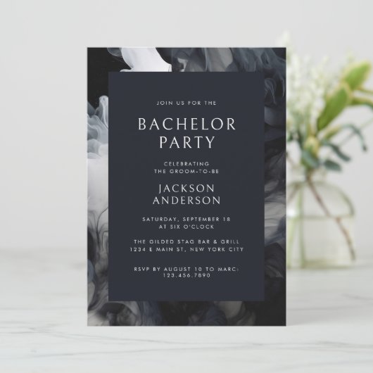 Modern Donker Smoky Grey Elegant vrijgezellenfeest Kaart (Staand voorkant)