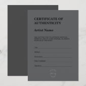 Modern Donker Thema Certificaat van Echtheid Bedankkaart (Voorkant / Achterkant)