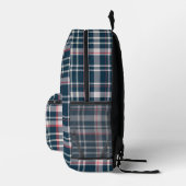 Modern Donkerblauw Check Plaid Monogram Initialen Bedrukte Rugzak (Rechts)