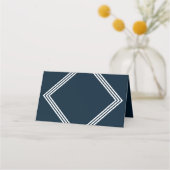 Modern donkerblauw en driedubbele witte randen geo plaatskaartje (Voorkant)