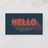 Modern Donkerblauw en Oranje Hallo Visitekaartje (Voorkant)