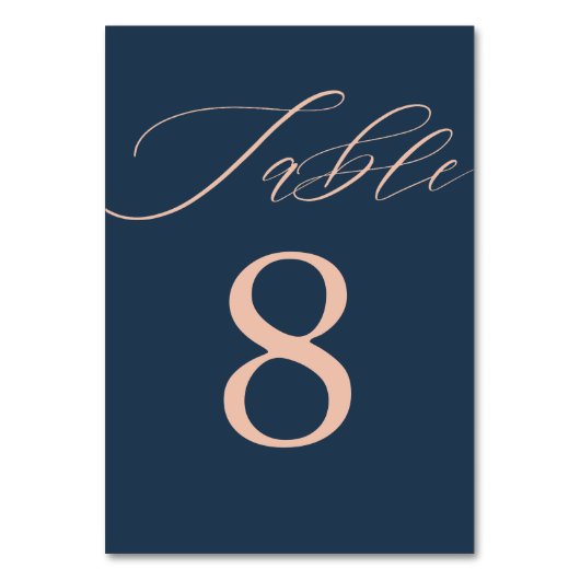 Modern donkerblauw en Roos gouden bruiloft Kaart (Voorkant)