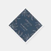 Modern donkerblauw en Roos gouden gebladerte bruil Servet (Hoek)