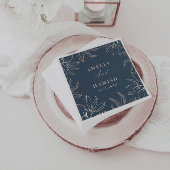 Modern donkerblauw en Roos gouden gebladerte bruil Servet