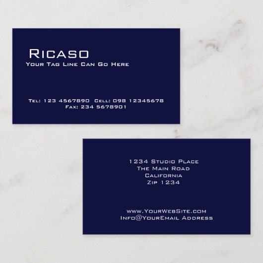 Modern Donkerblauw en wit Visitekaartje (Voorkant / Achterkant)