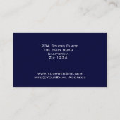 Modern Donkerblauw en wit Visitekaartje (Achterkant)