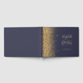 Modern Donkerblauw Goud Glitter Script Gastenboek (Volledig)