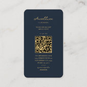 Modern Donkerblauw Goud Monogram Professioneel Visitekaartje (Achterkant)