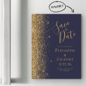 Modern Donkerblauw Goud Save the Date Magnetische 