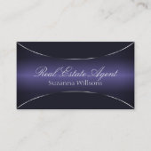 Modern donkerblauw met Silver Border Professional Visitekaartje (Voorkant)