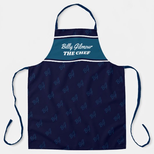 modern donkerblauw schort met chef-kok (Voorkant)
