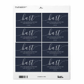 Modern donkerblauw script familie retouradres etiket (Full Sheet)