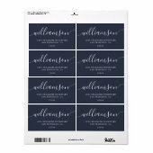 Modern donkerblauw script familie retouradres etiket (Full Sheet)