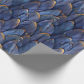 Modern donkerblauw veren patroon cadeaupapier (Hoek)