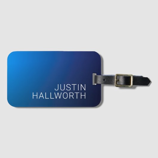 Modern donkerblauw verloop & minimale bewerkbare t bagagelabel (Voorkant (horizontaal))