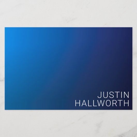 Modern donkerblauw verloop & minimale bewerkbare t briefpapier (Voorkant)